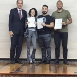 Quarto lugar: Equipe Reborn da Universidade Anhembi Morumbi - SP.Andressa Stepanov Pereira, Jonathan Henrique Almeida Ribeiro e Douglas Santos Fraga.